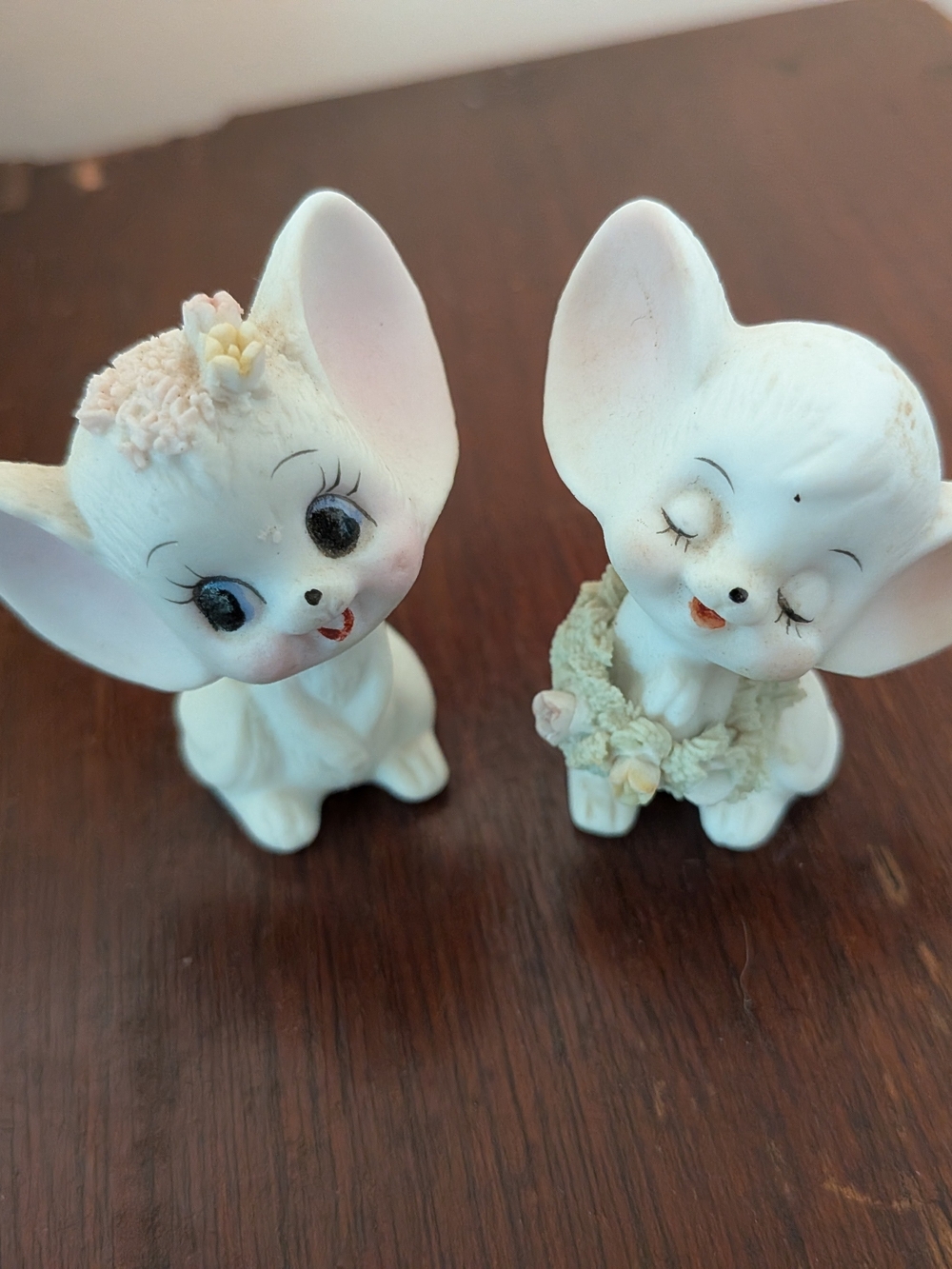 Vintage Napcoware White Ceramic Mouse Figurines - Pair